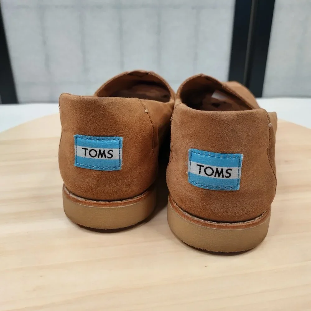 Toms Alpargata Crepe Toffee Tan Microfiber Slip-on Flats Women US 7.5